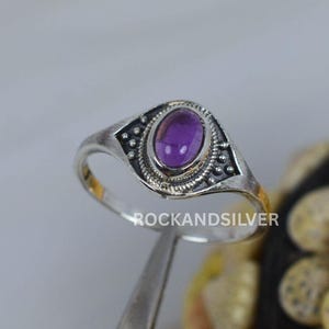 Purple Amethyst 925 Sterling Silver Gemstone Ring ~ Handmade Jewelry ~ February Birthstone ~ Oval Shape ~ Gift For Anniversary