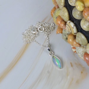 Ethiopian Opal 925 Sterling Silver Chain Pendant W/ or W/o Chain ~ Handmade Jewelry ~ October Birthstone ~ Natural Stone ~ Gift For Her