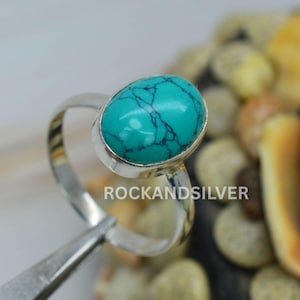 Blauwe turkoois 925 sterlingzilveren ring