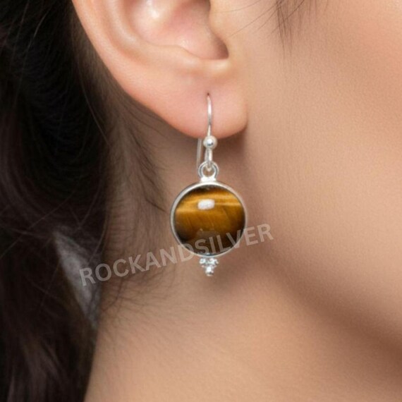 Orecchini A Perno In Argento 925 Con Occhio Di Tigre – Fatto A Mano, 5x7 Mm, In Confezione Regalo - 3