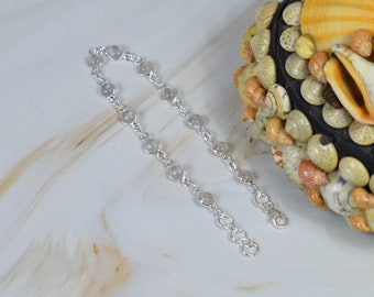 Rose Quartz 925 Sterling Silver Gemstone Adjustable Bracelet ~ Handmade Jewelry ~ Designer Bracelet~ Gift For Anniversary ~ 12 Stone Jewelry