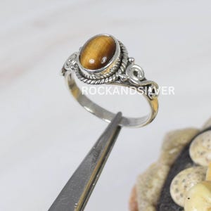 Tiger Eye 925 Sterling Silver Ring: Handmade Women's Jewelry