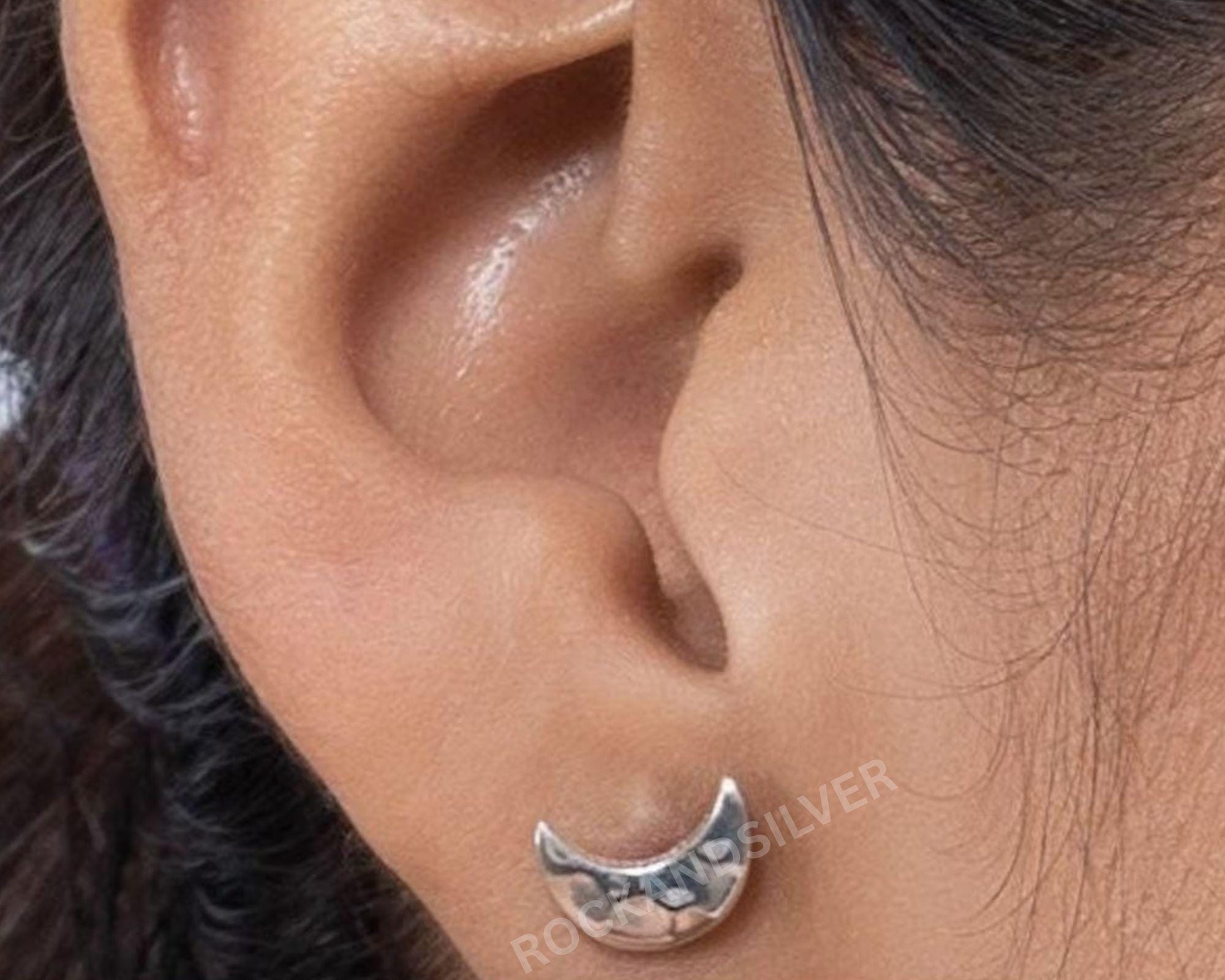 925 sterling セット…… Buy Hammered Sterling Silver Half Moon Stud Earrings Online in
