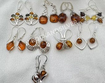 Baltic Amber Sterling Silver Earrings: Handmade Gemstone Jewelry