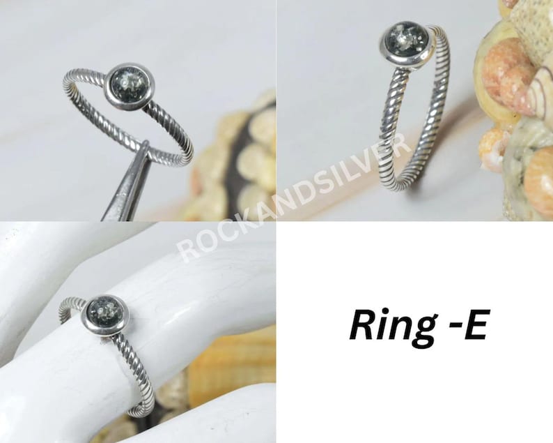 Green Baltic Amber Ring: Handmade 925 Sterling Silver Gemstone E
