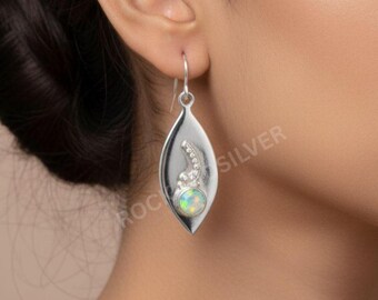 Boucles D'oreilles Argent Sterling Avec Opale D'Ethiopie - Fait Main - Neuf Avec étiquettes