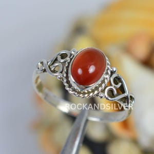 Red Carnelian 925 Sterling Silver Ring