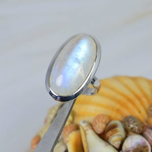 Rainbow Moonstone 925 Sterling Silver Ring ~ Gemstone Ring Jewelry ~ Oval Shape Ring ~ Handmade Jewelry ~ Christmas Gift ~ Moonstone Ring
