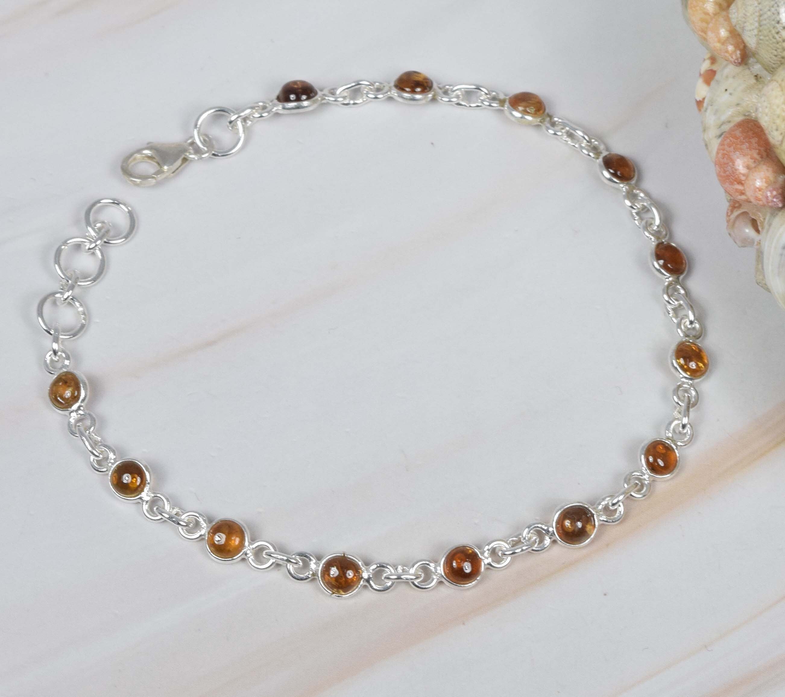 Natural Yellow Tourmaline 925 Sterling Silver Gemstone Adjustable Bracelet Jewelry, October Birthstone, Gift For Birthday, 13 Stone Bracelet