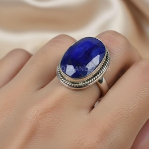 Blue Sapphire Sterling Silver Ring: Handmade Oval Gemstone Jewelry