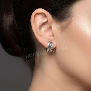 Handgefertigte 925 Sterlingsilber Ohrklemme: Chunky Design Ohrring