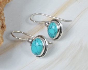 Blue Turquoise 925 Sterling Silver Gemstone1 Pair Earring ~ Handmade Jewelry ~ Elegant Earring ~ Gift For Birthday