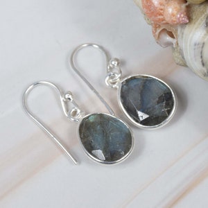 Cut Labradorite 925 Sterling Silver Gemstone 1 Pair Hook Earring ~ Handmade Jewelry ~ Elegant Earring ~ Gift For Christmas