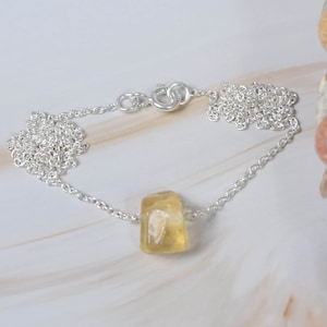 Rough Citrine 925 Sterling Silver Natural Gemstone Chain Necklace ~ November Month Birthstone ~ Handmade Jewelry ~ Gift For Anniversary