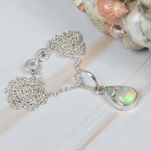 Ethiopian Opal 925 Sterling Silver Chain Pendant W/ or W/o Chain ~ Handmade Jewelry ~ October Birthstone ~ Natural Stone ~Gift For Christmas