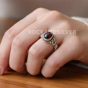 Red Garnet Sterling Silver Ring: Handmade Designer Gemstone Jewelry
