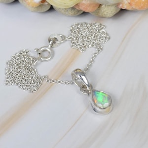 Welo Ethiopian Opal 925 Sterling Silver Gemstone Chain Pendant W/ or W/o Chain ~ October Month Birthstone ~ Natural Stone ~ Gift For Her