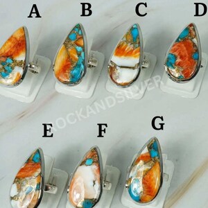Oyster Koppar Turkos Ring: 925 Sterling Silver Päron Ädelsten