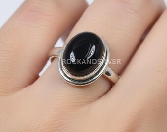 Ana Silver Co Anillo Veneno De ónice Negro Grande Tamaño 8 ( Plata De Ley 925) – Joyería Hecha A Mano, Bohemio, Anillo Vintage ING6403