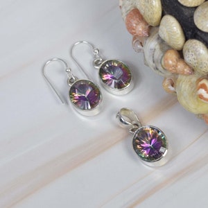 Mystic Topaz 925 Sterling Silver Gemstone Available as Only Pendant ~ Only Earring ~ Pendant Earring Set Jewelry ~ Gift For Easter Day