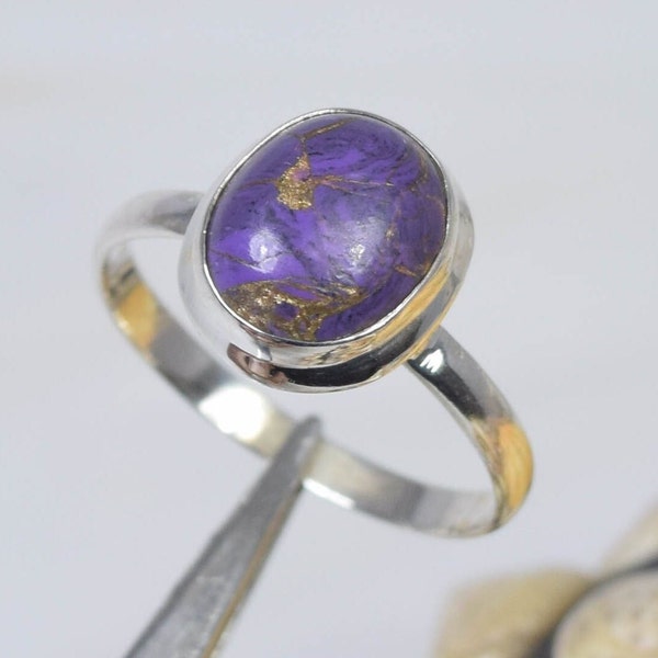 Purple Copper Turquoise 925 Sterling Silver Gemstone Ring ~ Handmade Jewelry ~ Oval Shape ~ December Birthstone ~ Gift For Anniversary