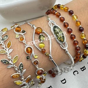 Yellow Baltic Amber Sterling Silver Bracelet: Adjustable Gemstone Jewelry