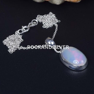 Ethiopian Opal Pendant: Sterling Silver Gemstone Necklace, October Birthstone