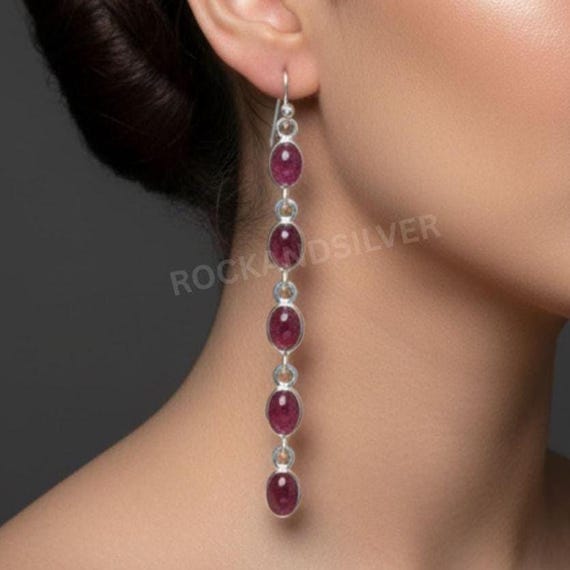Boucles D'oreilles Argent Sterling Avec Tourmaline Verte - Crochet Français 15mm, Fait Main | Neuf Avec étiquettes