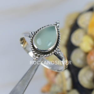 Aqua Chalcedony 925 Sterling Silver Gemstone Ring