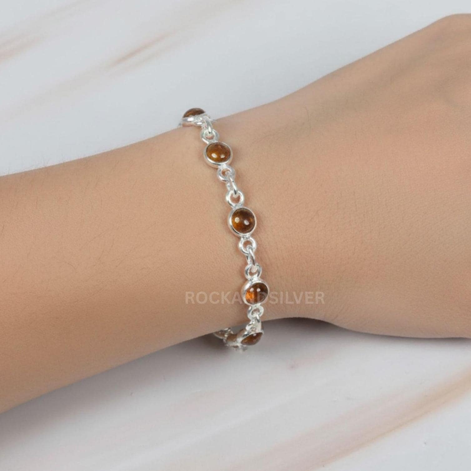 Gelber Turmalin Armband: Sterling Silber Einstellbar Edelstein Schmuck