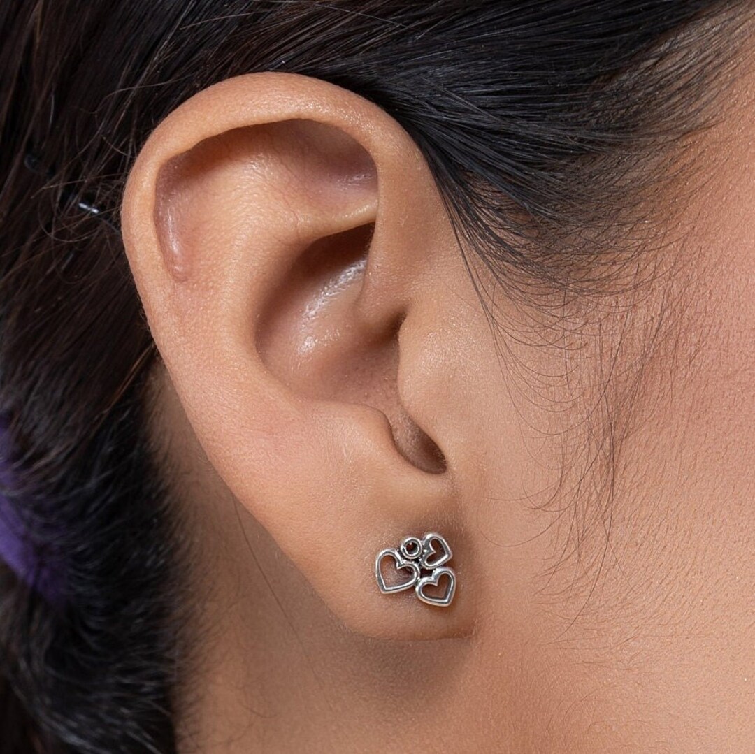 Sterling Silver Heart Stud Earrings 925 Sterling Silver Stud