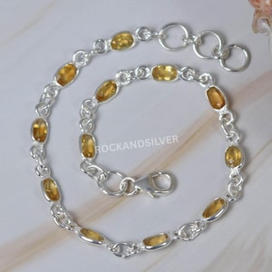 Citrine Sterling Silver Bracelet: Adjustable Oval Gemstone, November Birthstone