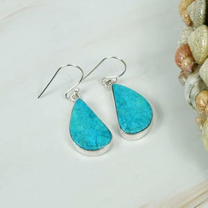 Natürliche Dornröschen Türkis 925 Sterling Silber Edelstein Haken Ohrring, ungewöhnliche Form Ohrring, handgemachter Schmuck, Geschenk für Weihnachten