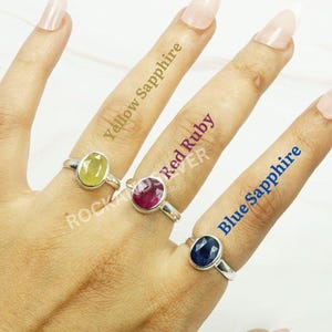 Handmade Ruby, Sapphire & Sterling Silver Gemstone Ring