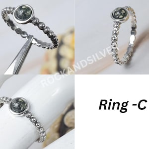 Green Baltic Amber Ring: Handmade 925 Sterling Silver Gemstone C