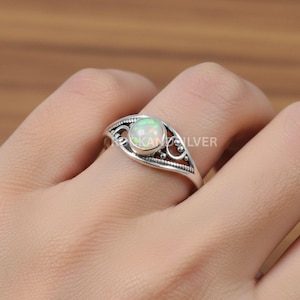 Welo Ethiopian Opal Ring: Handmade Sterling Silver Gemstone, October Birthstone