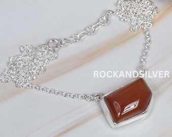 Collana corta di elementi a goccia in Corniola Striata e Argento 925 - Collane Corniola