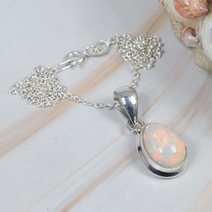 Ethiopian Opal 925 Sterling Silver Chain Pendant W/ or W/o Chain, Handmade Jewelry, October Birthstone, Natural Stone, Gift For Christmas