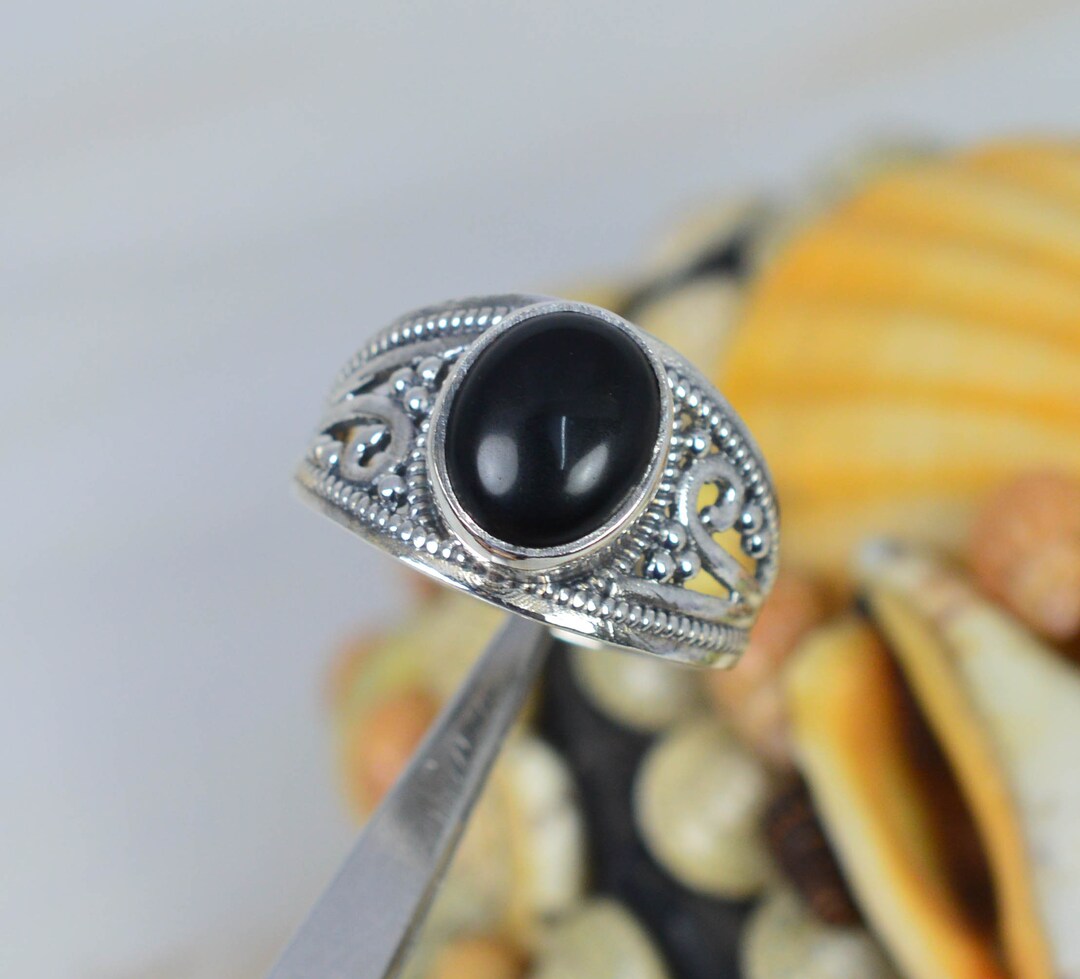 Black Onyx 925 Sterling Silver Gemstone Ring ~designer Ring Black Onyx 925 Sterling Silver Gemstone Ring ~designer Ring
