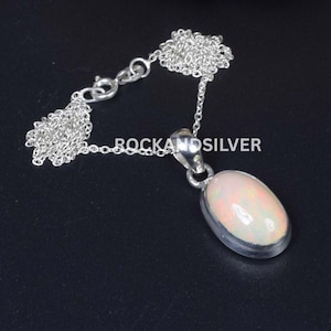 Ethiopian Opal Pendant: Sterling Silver Gemstone Necklace, October Birthstone