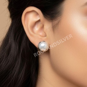 Orecchini a bottone con perle d'acqua dolce: gioielli fatti a mano in argento sterling