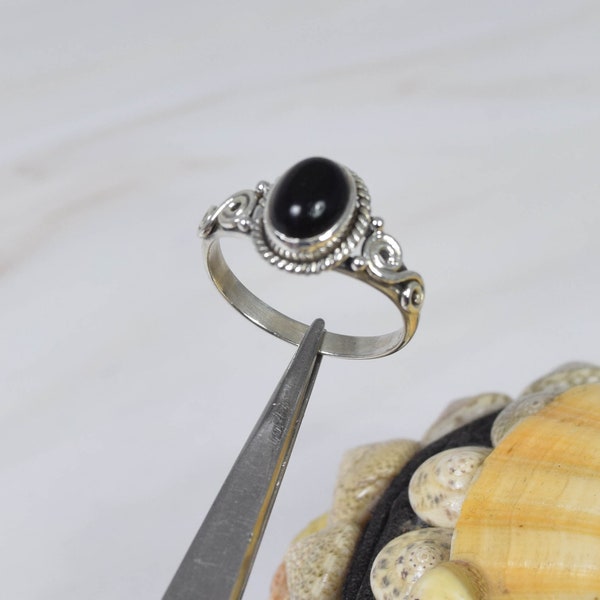 Schwarzer Onyx 925 Sterling Silber Edelstein Ring ~ Designer Ring ~ Oval Form Ring ~ Versprechen Ring ~ Dezember Geburtsstein ~ Geschenk für Sie