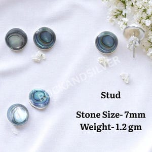 Sterling Silver Abalone Shell Stud Earrings: Round Jewelry
