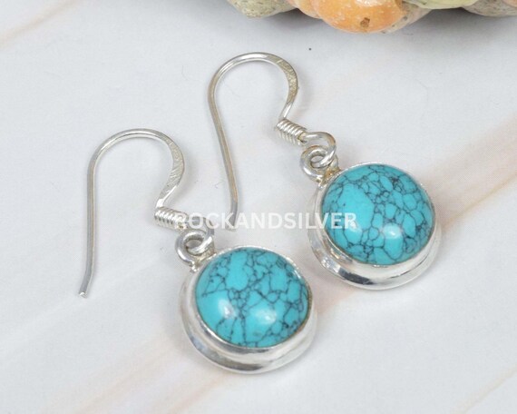 Orecchini in argento sterling con turchese verde, gioielli