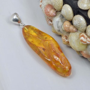 Insect Baltic Amber 925 Sterling Silver Gemstone Elegant Amber Pendant ~ Natural Amber ~ Handmade Pendant Jewelry ~ Gift For Christmas