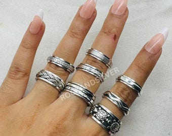 ヴィンテージ シルバー & ヘマタイト シグネット リング サイズ U