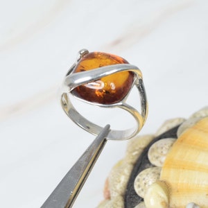 Baltic Amber 925 Sterling Silver Gemstone Ring ~ Handmade Jewelry ~ Yellow Amber Ring ~ Gift For Birthday