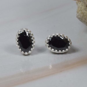 Cut Black Onyx 925 Sterling Silver Gemstone Elegant Stud Earring, Handmade Jewelry, Oval Shape Jewelry ~ Designer Stud ~ Gift For Birthday