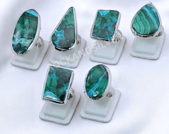 Azurite Malachite Sterling Silver Ring: Handmade Unisex Statement Jewelry