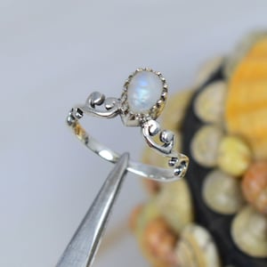 Rainbow Moonstone 925 Sterling Silver Ring ~ Gemstone Ring Jewelry ~ Pear Shape Ring ~ Handmade Jewelry ~Christmas Gift For ~ Moonstone Ring